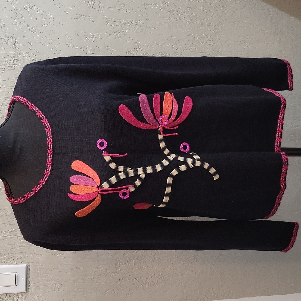 Hearts of Palm Wool & Beaded Embellishment Sweater